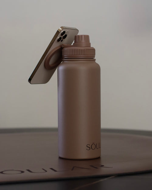 soular espresso arch mat and brown soular mag bottle